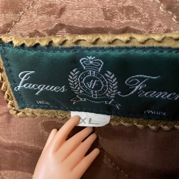 Vintage Jacques Franchi Paris Leather Wool Coat XL Brown Elbow Patches - Picture 3 of 12